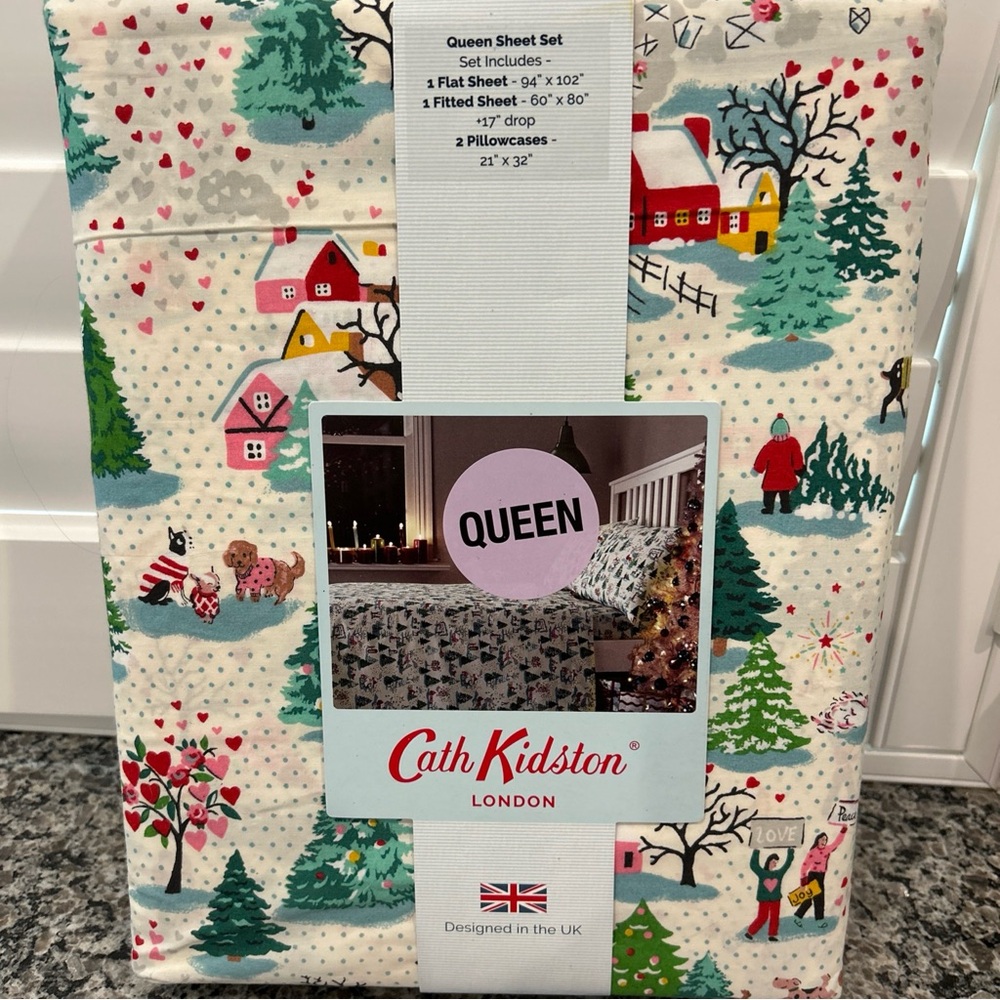 CATH KIDSTON NWT 4 Piece "Shine Bright” Cream Queen Sheet Set🇬🇧